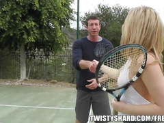 Big booty blond gets fucked after tennis